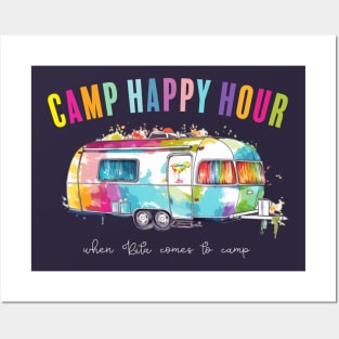 Camp Happy Hour (for dark shirts) Posters and Art